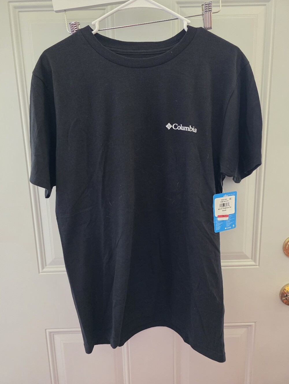 Columbia Black Short Sleeve Tee with White Logo Men's Medium-New With Tags